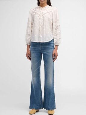 Dorothee Schumacher Denim Love Flare Pants in Stone Wash Size 2/US 27/28